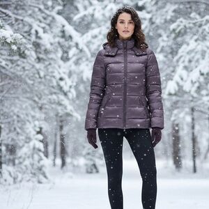 PER UNA M&S WOMENS DOWN & FEATHER VIOLET PURPLE HOODED JACKET PUFFER COAT Sze6us